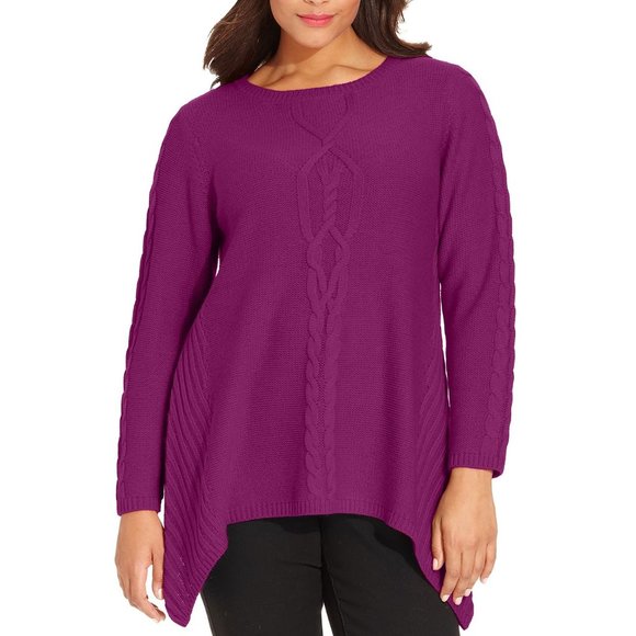 Style & Co Violet Orchid Handkerchief Hem Sweater - Picture 2 of 3